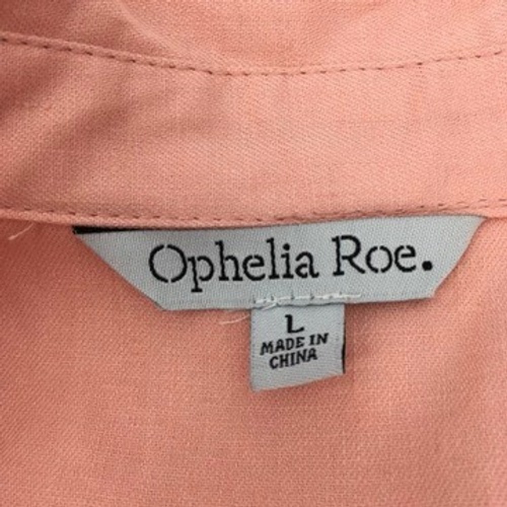Ophelia Roe Sleeveless Linen Blend Button Down Shirt Womens L Peach Coastal - Picture 9 of 12